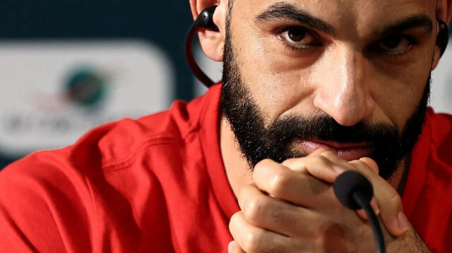 L'attaquant égyptien Mohamed Salah assiste à une conférence de presse au palais de la Culture à Abidjan, le 21 janvier 2024, à la veille du match de football de la Coupe d'Afrique des Nations (CAN) 2024 entre l'Égypte et le Cap-Vert. 