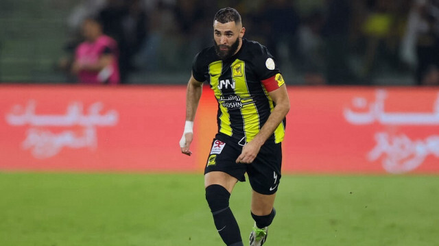 Karim Benzema, lors du match de football de la Saudi Pro League entre Al-Ittihad et Al-Nassr au stade King Abdullah Sports City, à Djeddah, le 26 décembre 2023.