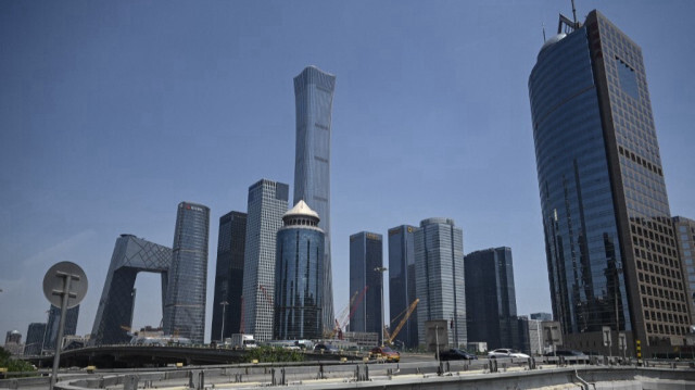 Une prise de vue générale montrant les bâtiments du quartier central des affaires de Pékin en Chine.