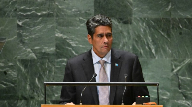 Le président de Palaos, Surangel Whipps, s'adresse à la 78e Assemblée générale des Nations Unies au siège de l'ONU à New York, le 19 septembre 2023.