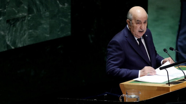 Le président algérien Abdelmadjid Tebboune lors de la 78e session de l'assemblée générale des Nations Unies, à New York, le 19 septembre 2023.