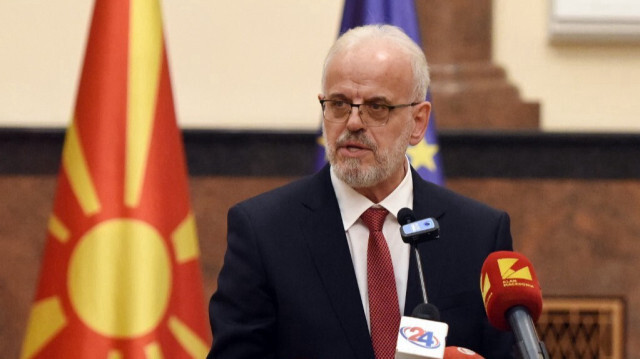 Le nouveau Premier ministre de la Macédoine du Nord, Talat Xhaferi, donne une conférence de presse après avoir été élu par le Parlement à Skopje, le 28 janvier 2024. 