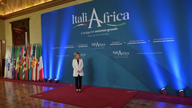 La Première ministre d'Italie, Giorgia Meloni avant la conférence internationale Italie-Afrique "Un pont pour une croissance commune" au Sénat italien, à Rome, le 29 janvier 2024.