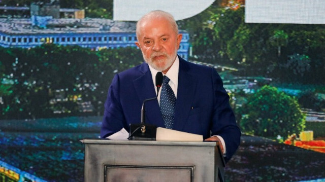 Le président brésilien Luiz Inacio Lula da Silva prononce un discours lors d'une cérémonie marquant le premier anniversaire des émeutes d'extrême droite qui ont secoué la capitale brésilienne, au Congrès national à Brasilia, le 8 janvier 2024. 