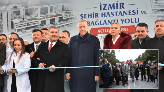 AK Parti İzmir'de Ege'nin en büyük hastanesini açarken CHP sağlıkçı heykelinin açılışını yapmıştı.