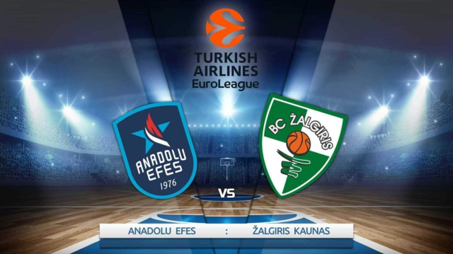 THY Avrupa Ligi'nin 24. haftasında Anadolu Efes Basketbol Takımı deplasmanda Litvanya temsilcisi Zalgiris'le karşılaşacak.