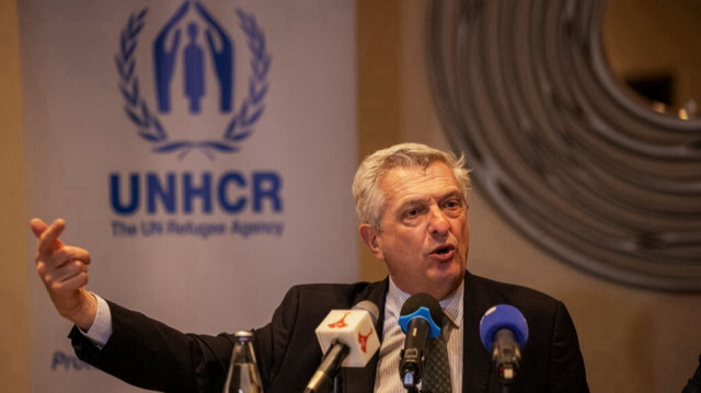 Le Haut Commissaire des Nations Unies pour les réfugiés (HCR) Filippo Grandi répond aux questions des journalistes lors d'une conférence de presse à Addis-Abeba le 31 janvier 2024.