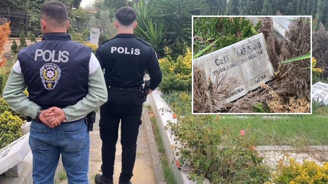 Polis ekipleri, Cem Garipoğlu'nun kabrinin bulunduğu Karacaahmet Mezarlığı'nda güvenliği sağlamak amacıyla nöbet tutuyor. 