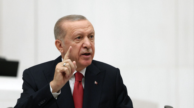 Le président turc Recep Tayyip Erdogan, au pupitre de la Grande Assemblée Nationale de Türkiye, à Ankara, le 1er octobre 2024.