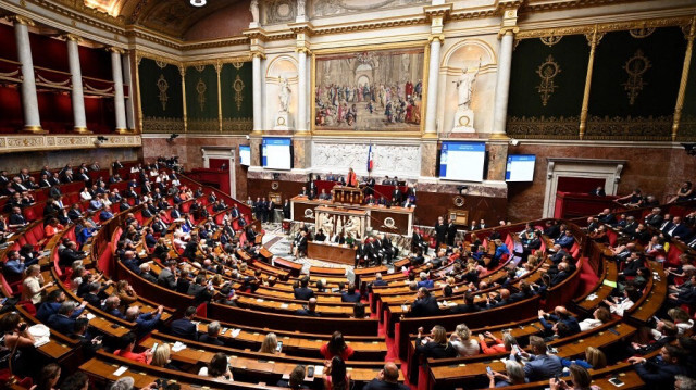 La présidente de l'Assemblée nationale, Yaël Braun-Pivet, prononce un discours à l'Assemblée nationale française, à Paris, le 18 juillet 2024. 