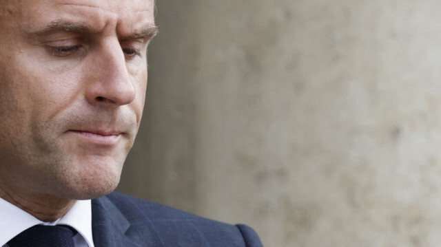 Le président français Emmanuel Macron réagit avant de rencontrer son homologue ukrainien au palais de l'Élysée à Paris, le 10 octobre 2024.