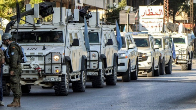 Des véhicules blindés de la Force intérimaire des Nations Unies au Liban (FINUL) dans le sud du Liban.