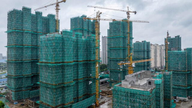 Une vue générale d'un complexe résidentiel en construction à Huaian, dans la province de Jiangsu, dans l'est de la Chine, le 17 octobre 2024.