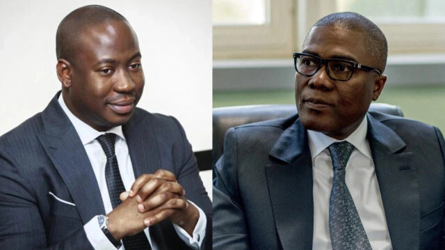 Olivier Boko, homme d'affaires et ami de longue date du président (à droite), et Oswald Homeky, ancien ministre des Sports (à gauche), ont été inculpés de "complot" contre la sûreté de l'État du Bénin.