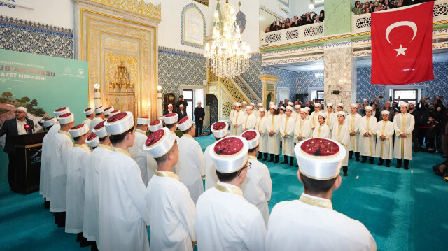 Le président des Affaires religieuses de Türkiye, Ali Erbaş, lors d'une cérémonie d'attestation de mémorisation du Coran à Istanbul, le 20 octobre 2024.