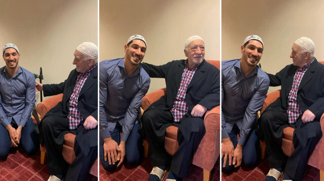 FETÖ'cü Enes Kanter, manevi babası Fetullah Gülen'le çekildiği fotoğrafları paylaşarak yasını tuttu.