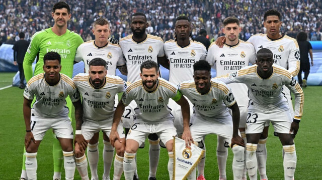 L'équipe du Real Madrid lors de la finale de Ligue des Champions 2023-2024, le 1er juin 2024, à Wembley, en Angleterre.