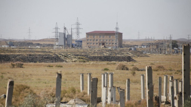 La zone où la construction d'une centrale nucléaire est prévue près du village d'Ulken au Kazakhstan, situé sur les rives du lac Balkhash, à environ 400 kilomètres au nord d'Almaty, lieu où la première centrale nucléaire du pays devrait être construite.