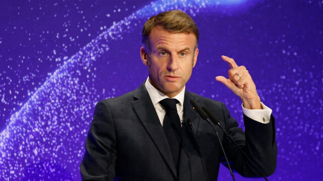 Le président français Emmanuel Macron lors de son discours à l'événement "Berlin Global Dialogue 2024" qui s'est déroulé à l'École européenne de gestion et de technologie (ESMT) en Allemagne, le 2 octobre 2024. 