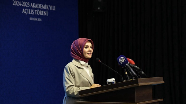 La ministre turque de la Famille et des Services sociaux, Mahinur Özdemir Göktas, lors de la cérémonie d'ouverture de l'année académique 2024-2025 à l'Université Necmettin Erbakan, à Konya en Turkiye, le 03 octobre 2024.