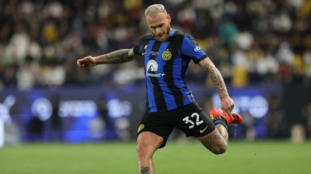 Le défenseur italien de l'Inter Milan lors de la finale de la Supercoupe d'Italie entre Naples et l'Inter Milan au stade Al-Awwal à Riyad, le 22 janvier 2024.