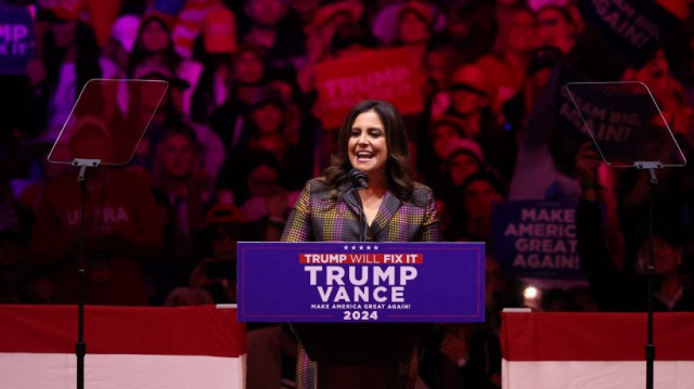 La militante pro-génocide palestinien Elise Stefanik au Madison Square Garden, le 27 octobre 2024, à New York.