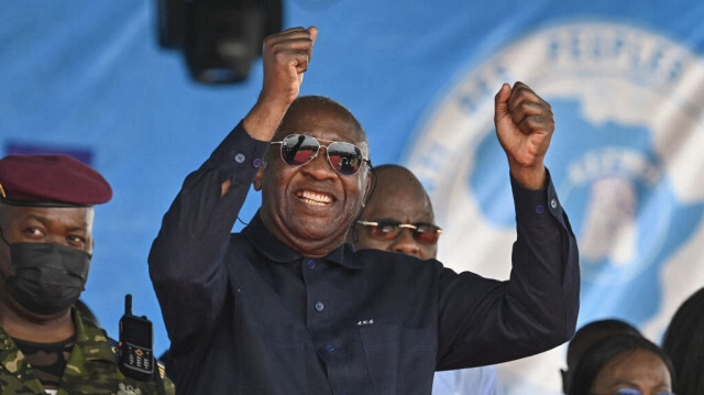 L'ancien président ivoirien Laurent Gbagbo s'adresse à ses partisans lors des célébrations du 2ème "Festival de la Renaissance" à Agboville le 6 avril 2024.