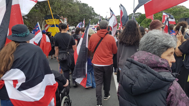 Un cortège d'environ 5 000 manifestants, après avoir défilé à Auckland et à Hamilton, se dirige désormais vers Wellington pour protester devant le Parlement australien.