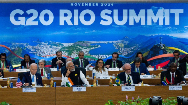 La session d'ouverture du sommet du G20 à Rio de Janeiro, au Brésil, le 18 novembre 2024. 
