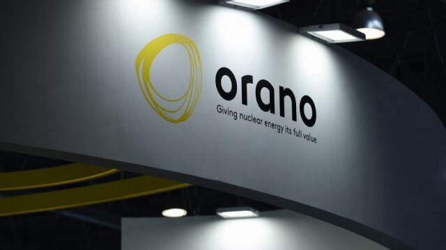 Le logo du groupe nucléaire français Orano au World Nuclear Exhibition (WNE) à Villepinte, près de Paris, le 26 juin 2018.