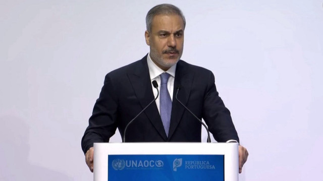 Le ministre des Affaires étrangères, Hakan Fidan, lors de l'ouverture de la réunion ministérielle du groupe d'amis de l'Alliance des civilisations des Nations Unies au Portugal, le 26 novembre 2024.