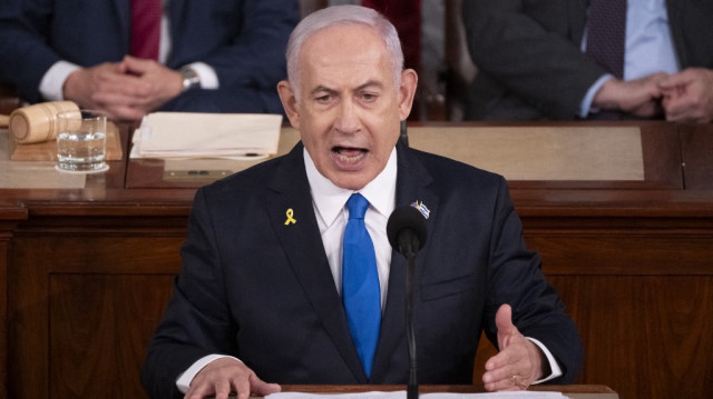 Le Premier ministre israélien, Benjamin Netanyahu lors de son discours au Congrès américain, au Capitole, à Washington, DC, le 24 juillet 2024.