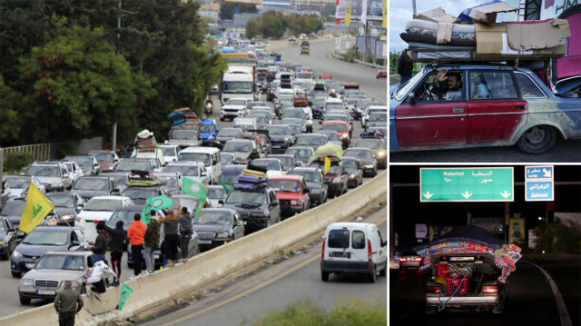 Evlerine geri dönmek için yola çıkan Lübnanlılar uzun süre trafikte kaldı. 