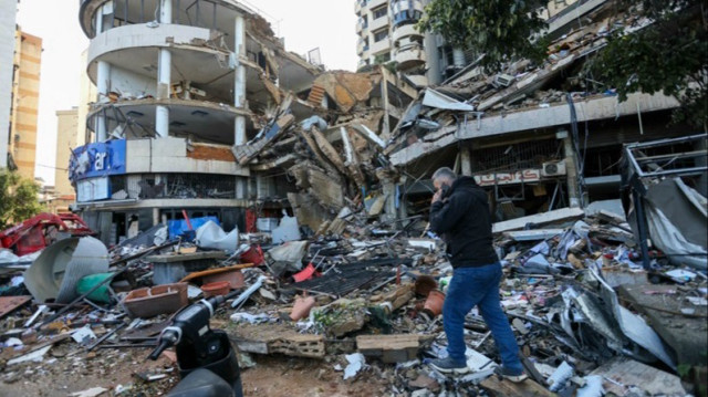 Le site d'une frappe aérienne israélienne dans la banlieue sud de Beyrouth au Liban.