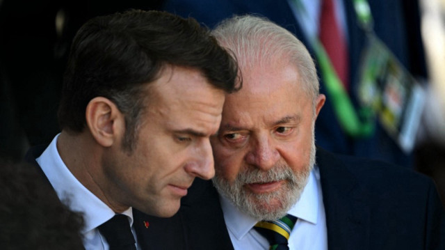 Le président français Emmanuel Macron et son homologue brésilien, Luiz Inacio Lula da Silva.