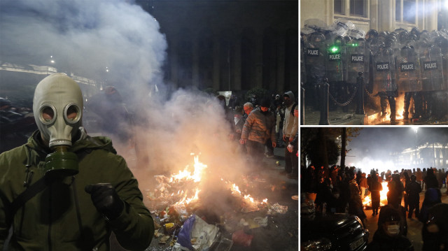 Binlerce kişi parlemento binasını bastı. Polis göstericilere müdahale etti. 