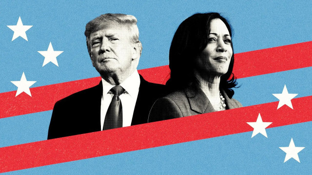 Demokrat Parti'nin adayı Kamala Harris ile eski başkan ve Cumhuriyetçi Parti'nin adayı Donald Trump.