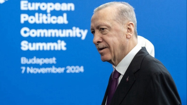 Le Président turc, Recep Tayyip Erdogan participe au sommet de la Communauté politique européenne à Budapest en Hongrie, le 07 novembre 2024.