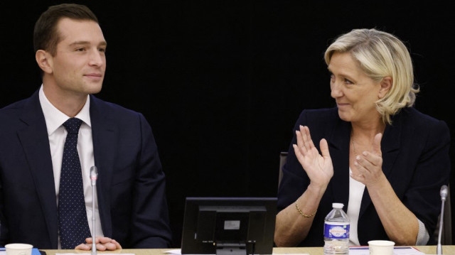 La cheffe de file et le président du Rassemblement national, Marine Le Pen et Jordan Bardella.