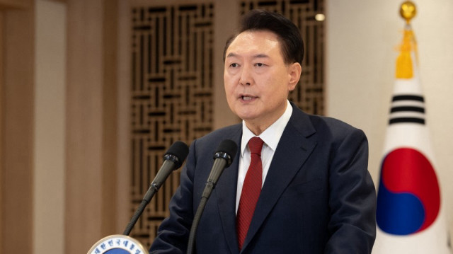 Le président sud-coréen Yoon Suk Yeol prononçant un discours au bureau présidentiel à Séoul, le 12 décembre 2024.