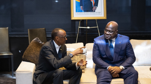 Le président du RDC, Félix Tshisekedi et son homologue du Rwanda, Paul Kagame.