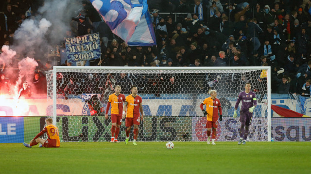 Les joueurs du Galatasaray lors du match comptant pour la sixième journée de la Ligue Europa entre Malmö et Galatasaray, le 12 décembre 2024, à Malmö, en Suède.