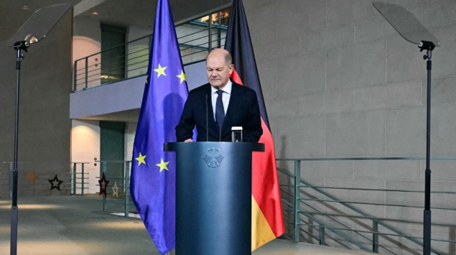 Le chancelier allemand Olaf Scholz fait une déclaration, le 11 décembre 2024 à la Chancellerie à Berlin.