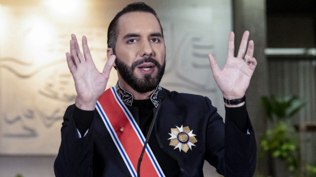 Le président du Salvador, Nayib Bukele, s'exprime lors d'une conférence de presse conjointe avec le président du Costa Rica, Rodrigo Chaves, le 11 novembre 2024.