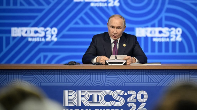 Le président russe, Vladimir Poutine s'exprime lors du sommet des BRICS à Kazan, le 24 octobre 2024.