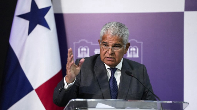 Le président du Panama, Jose Raul Mulino, s'exprime lors de sa conférence de presse hebdomadaire au palais présidentiel de Panama City, le 26 décembre 2024. 