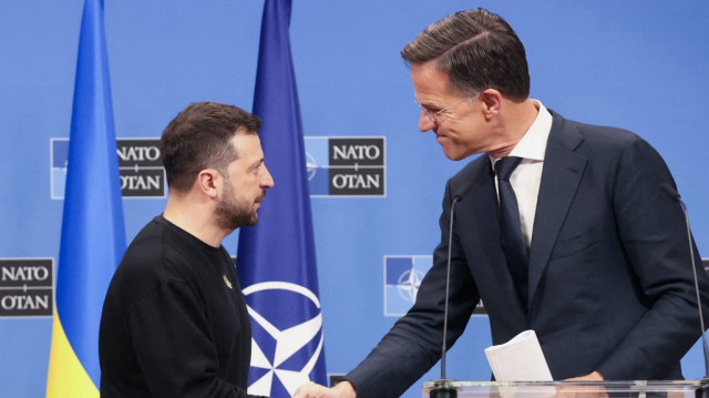 Le président ukrainien Volodymyr Zelensky et le secrétaire générale de l'Otan, Mark Rutte.