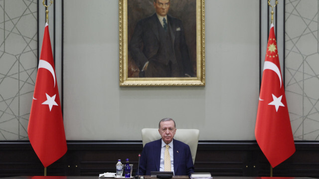 Le président turc, Recep Tayyip Erdogan, lors de la réunion du cabinet gouvernemental du 12 février 2024, à Ankara.