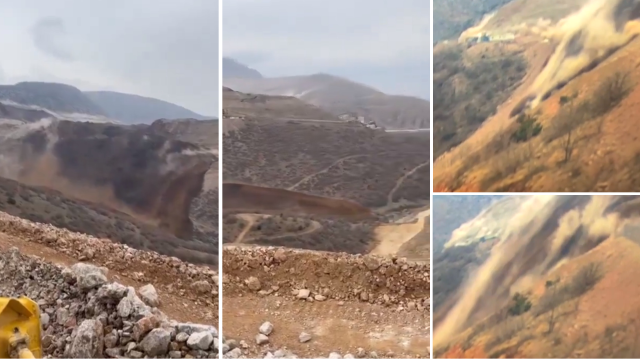 Erzincan'da altın madeninin bulunduğu alanda toprak kayması meydana geldi.