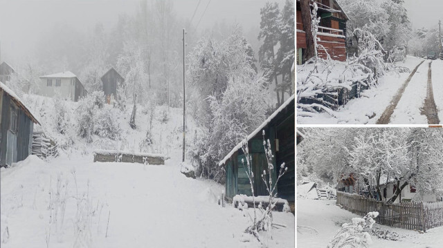 Bolu'da yoğun kar yağışı sonucu kalınlığı on santimetreye ulaştı